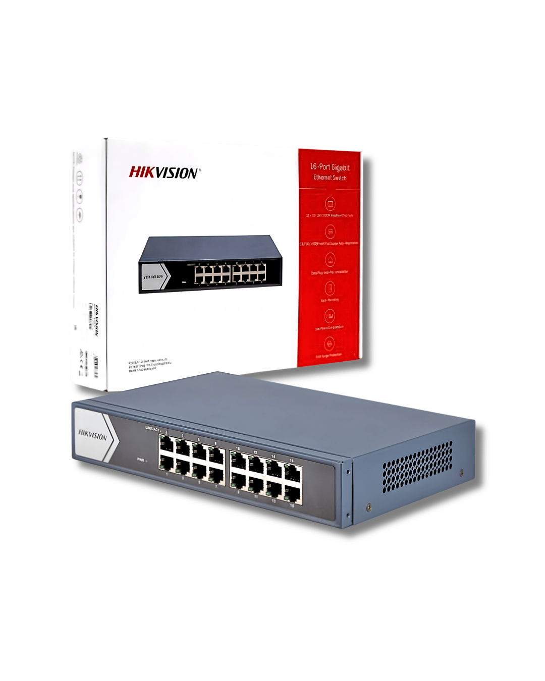 Switch de 16 Puertos Hikvision DS-3E05016-E - Conectividad Eficiente y Fiable